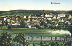 Alte Postkarte mit der Eisenbahn