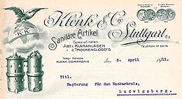 Briefkopf der Stuttgarter Firma Klenk & Cie